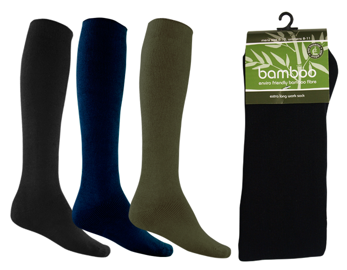 Bamboo Extra Long Work Sock, Colour: Khaki, Size: M6-10/W8-11