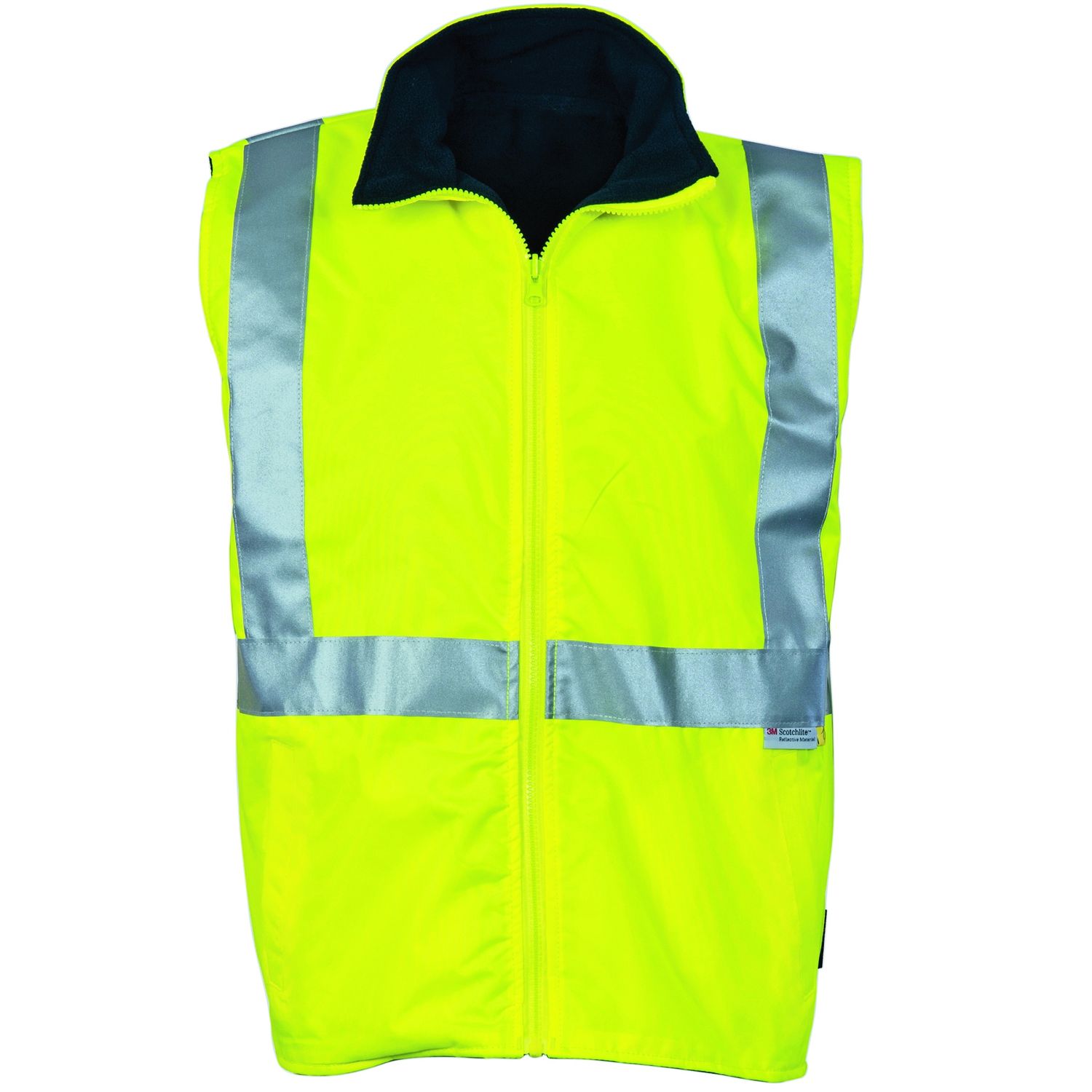 HiVis Reversible Vest with 3M R/Tape, Colour: Yellow/Navy, Size: S
