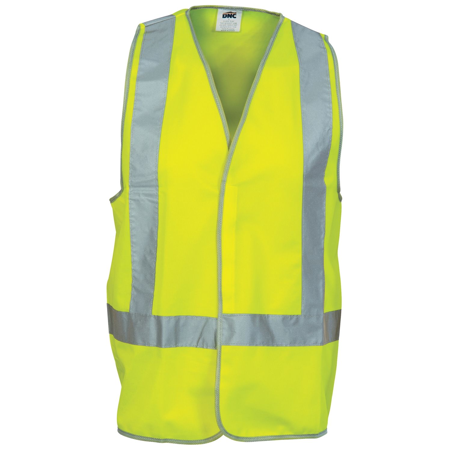Day/Night Cross Back Safety Vests with Tail, Colour: Yellow, Size: S