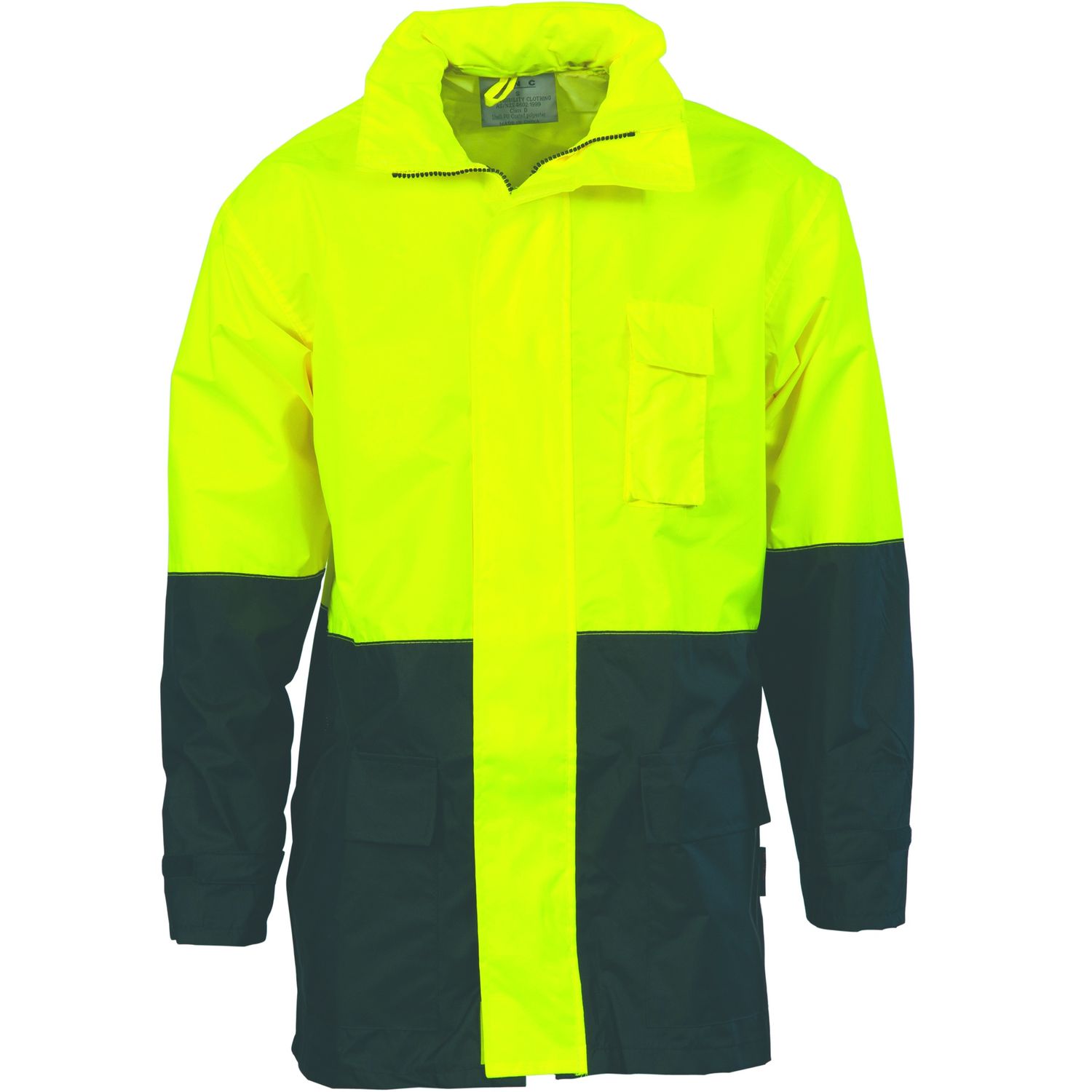 HiVis Two Tone Light weight Rain Jacket, Colour: Yellow/Navy, Size: S