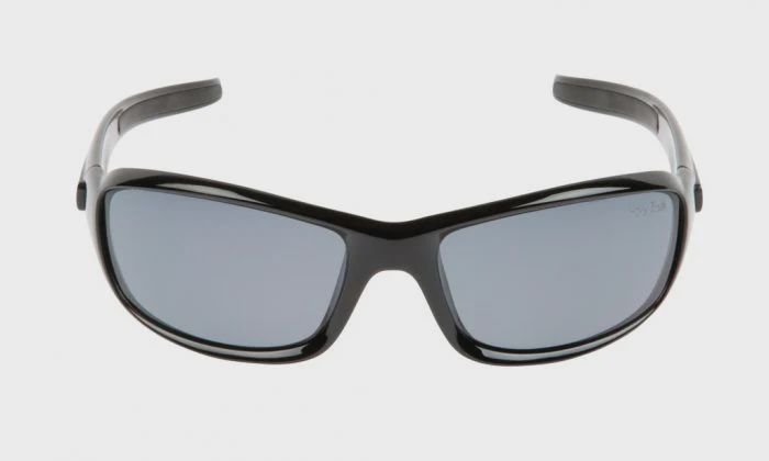 P1077 Polarised Women&#39;s Lifestyle Wrap Sunglasses, Colour: Black Frame/Smoke Lens