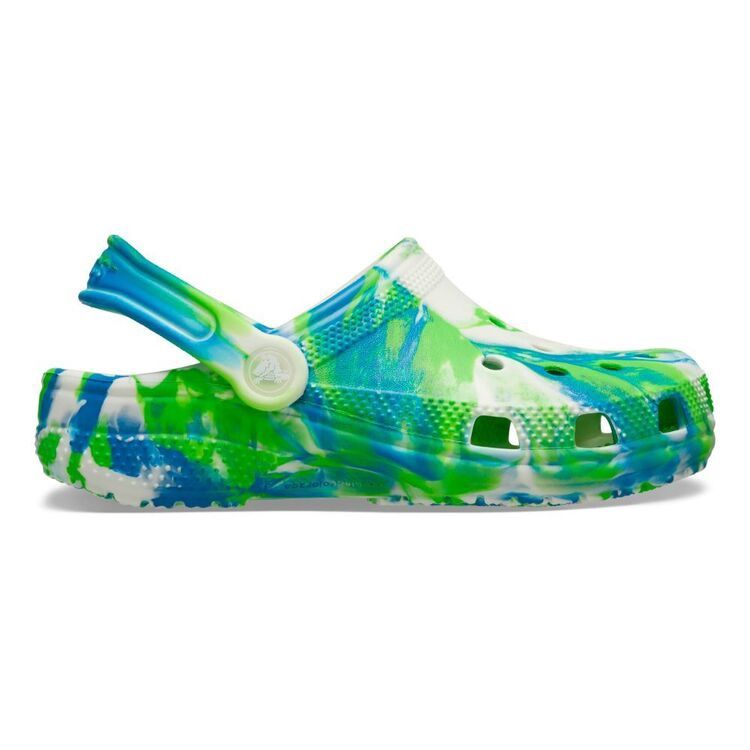 Classic Marbled Clog Kids - Prep Blue, Multicoloured &amp; Glow, Size: C11