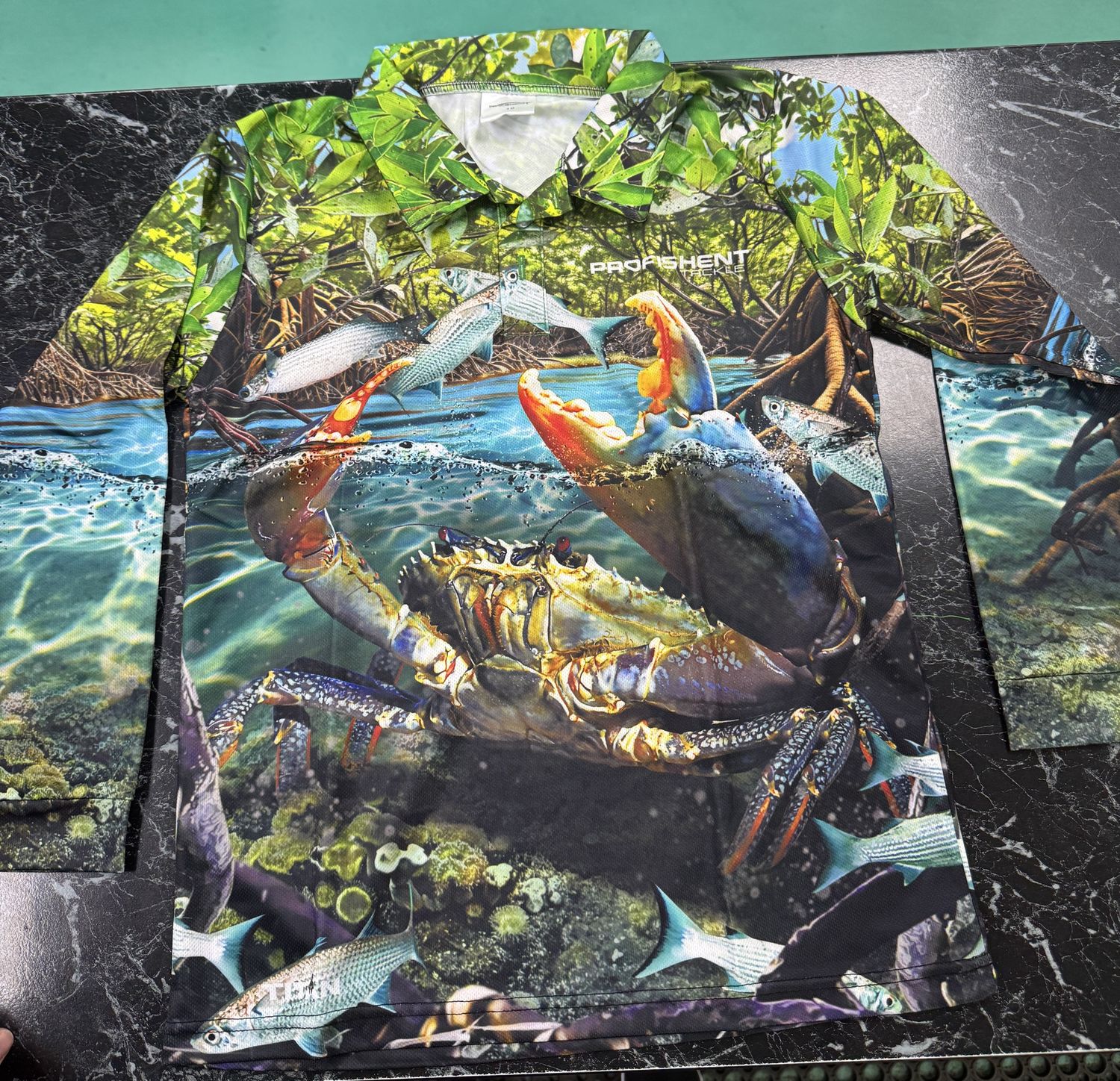 Sublimated Long Sleeve Fishing Shirt Mud Crab - Kids, Size: 1