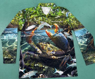 Sublimated Long Sleeve Fishing Shirt Mud Crab - Adult