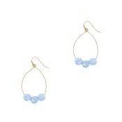 Gold Teardrop with Light Blue Crystal Accent Earrings