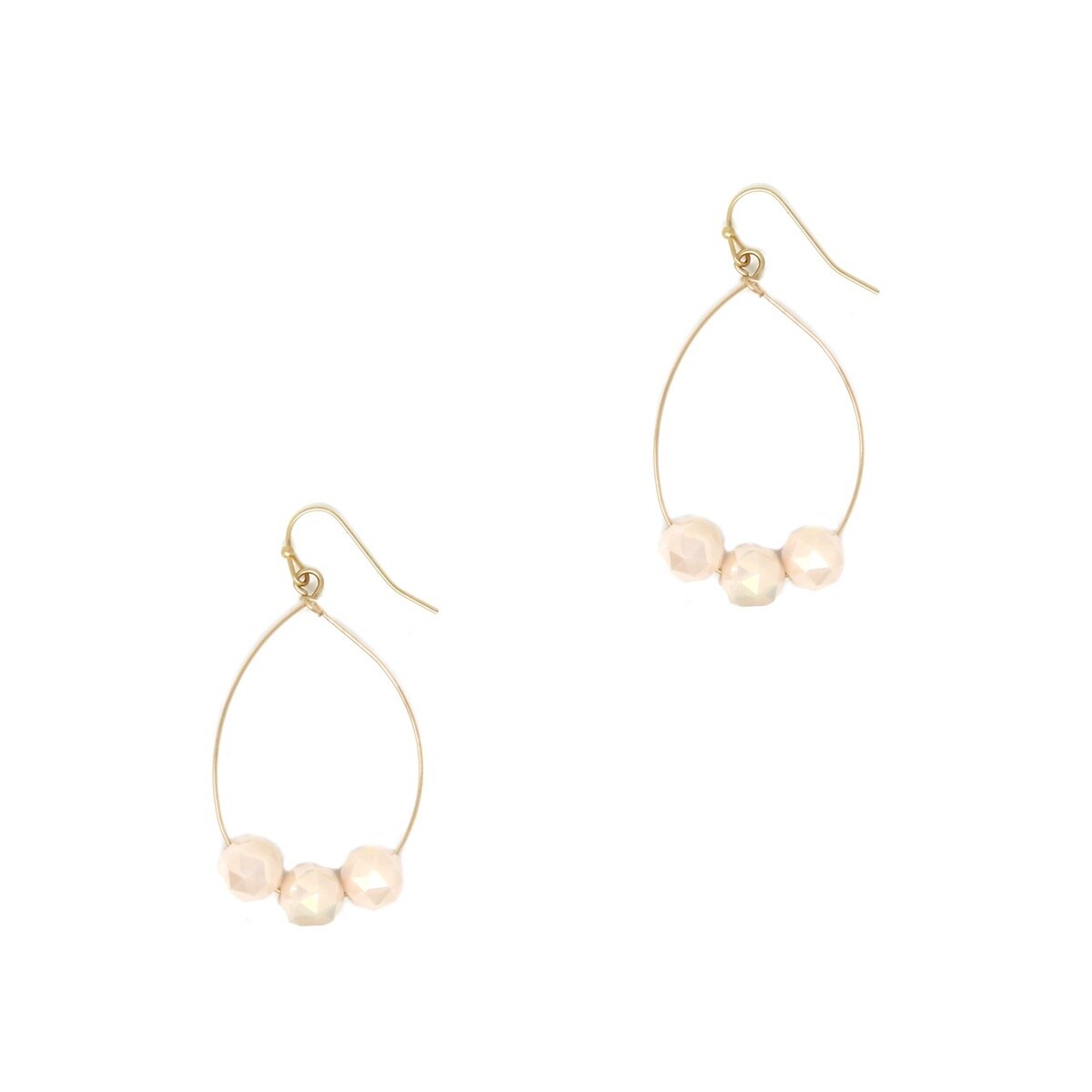 Gold Teardrop with Natural/Cream Crystal Accent Earring