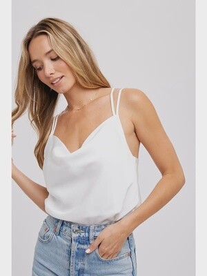 Silky Cowl Neck Cami  in White
