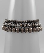 3 Row Bead Bracelet - Hematite