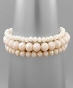 3 Row Bead Bracelet - Lt. Peach