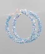 50 mm Glitter Hoops - Blue