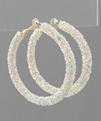 50 mm Glitter Hoops - White