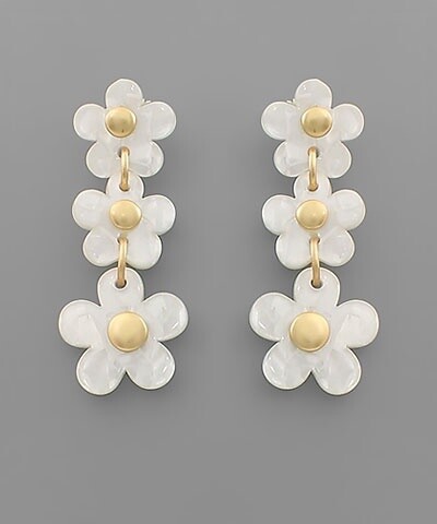 3 Acrylic Flower Drop Earrings