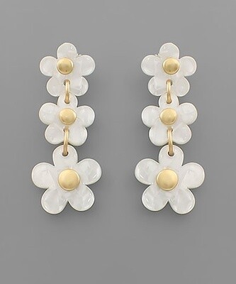 3 Acrylic Flower Drop Earrings