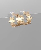 Metal Flower Hoops - Worn Gold