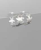 Metal Flower Hoops - Worn Silver