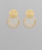 Double MOP Round Dangle Earrings - Gold