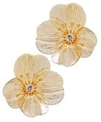 Wrapped Metal Wire Petal Earrings - Gold