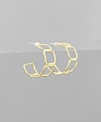 Square Frame Circle Hoops - Gold