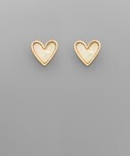 Shell Charm Earrings - Heart MOP