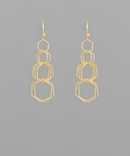 Linked Rope Texture Hexagon Drop Earrings