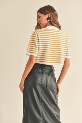 Short Sleeve Stripe Top in Mustard