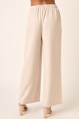 Inverted Pleat Detail Wide Leg Pant in Sand