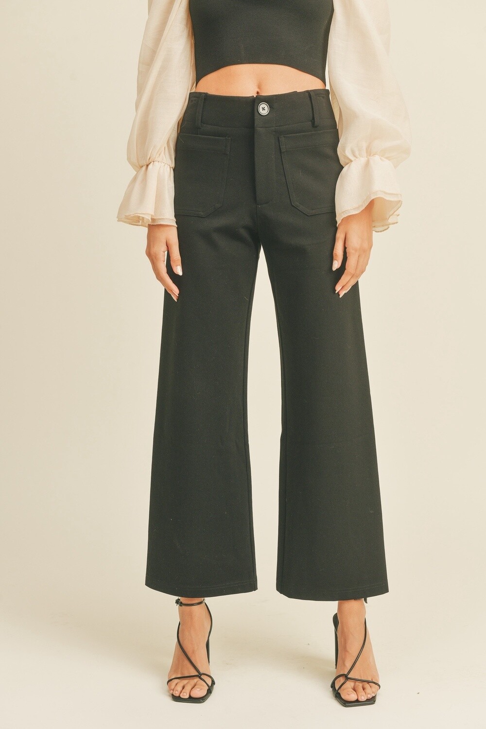 Ponte Crop Pants in Black, Size: Small