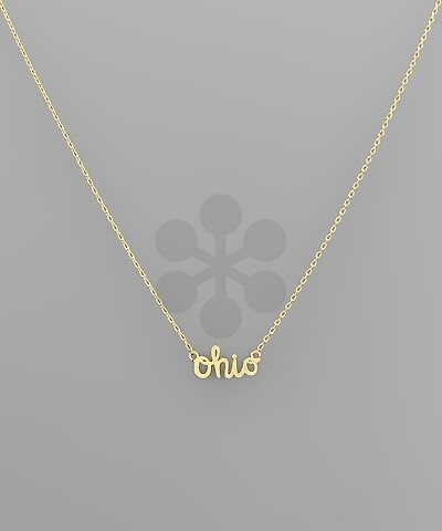 Gold State Name Necklace - Ohio