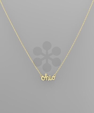 Gold State Name Necklace - Ohio