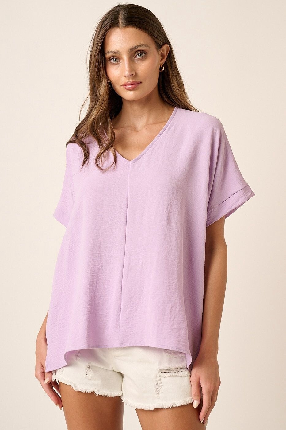 Airflow Dolman Sleeve Woven Top in Lilac, Size: Small