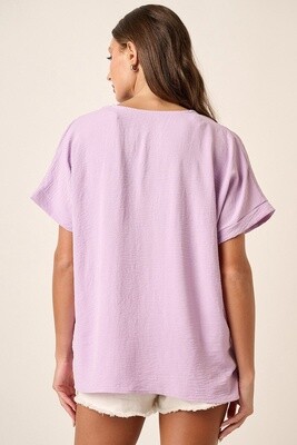 Airflow Dolman Sleeve Woven Top in Lilac