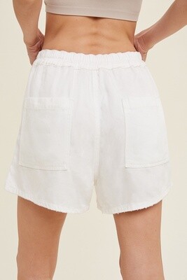 Tencel Shorts with Raw Edge in White