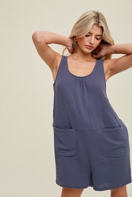 Cotton Gauze Jumper in Navy