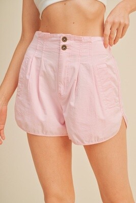 High Rise Pleated Shorts in Bubblegum Pink