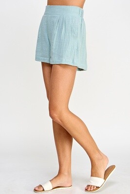 Pleated Detail Guaze Short with Pocket in Lt. Mint