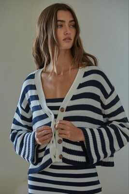 Eventide Cardigan in Navy/Ivory