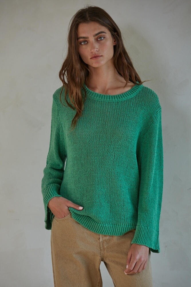 Preston Sweater Top in Green, Size: Small