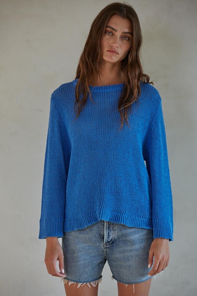 Preston Sweater Top in Blue, Size: Small