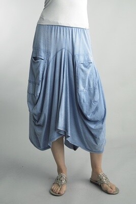 Bubble Skirt - Cotton in Washed Denim