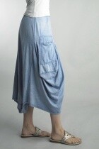 Bubble Skirt - Cotton in Washed Denim