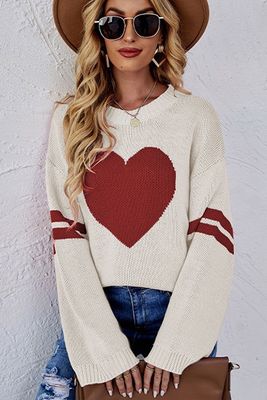 Oversized Heart Ribbed Sweater