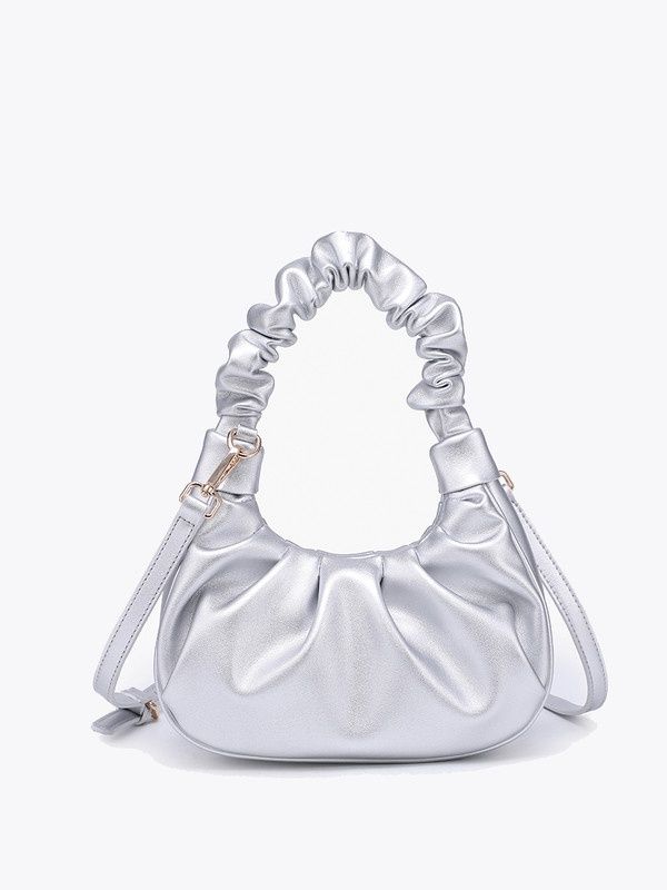 Berkley Ruched Shoulder Bag in Silver