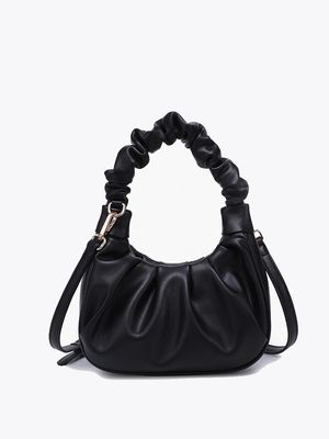 Berkley Ruched Shoulder Bag in Black