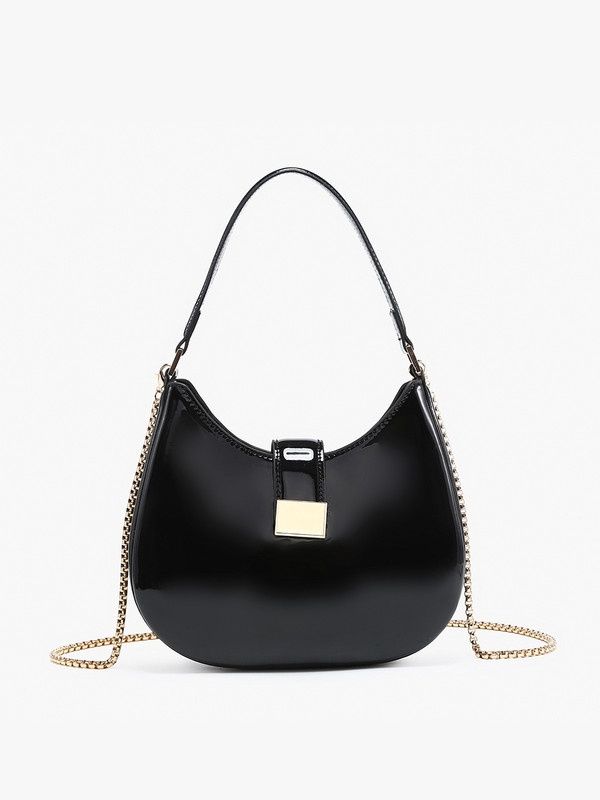 Malta High Gloss Shoulder Bag in Black