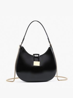 Malta High Gloss Shoulder Bag in Black
