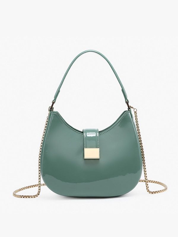 Malta High Gloss Shoulder Bag in Jade