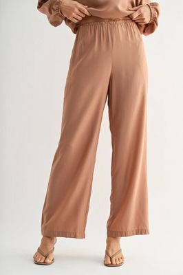 Solid Elastic Waist Pants in Lt. Mauve