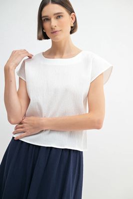 Texture Woven Top in White