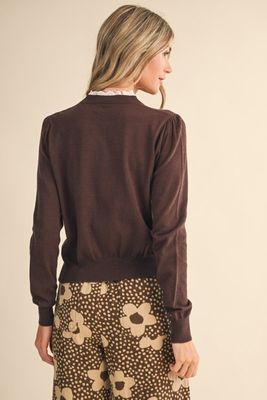 Lace Trimmed Sweater in Ash Brown