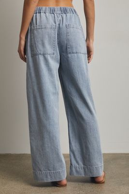Wide Leg Denim Pants with Pockets